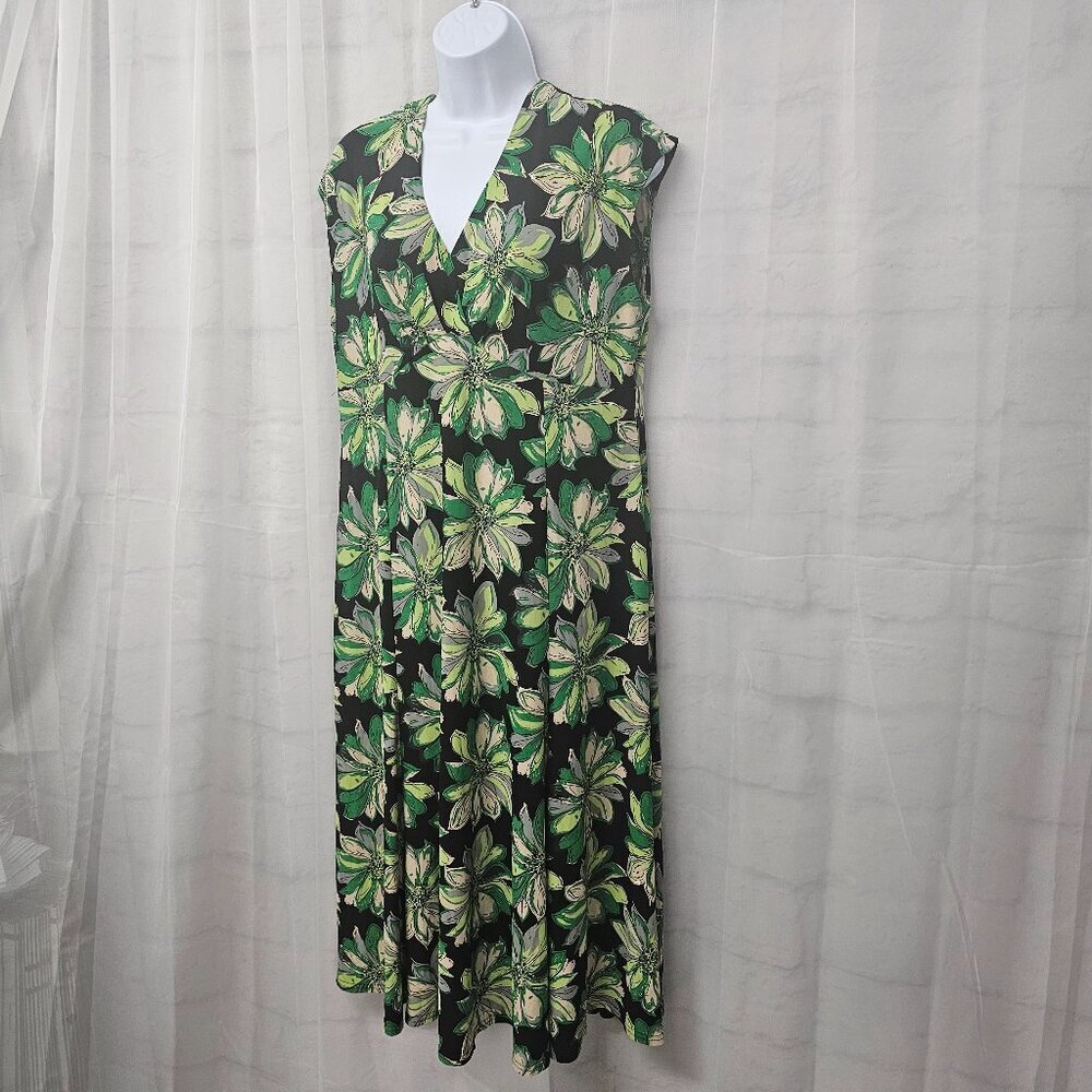 Jones New York Dress Green Midi Floral Boho Retro 16 - Picture 6 of 12